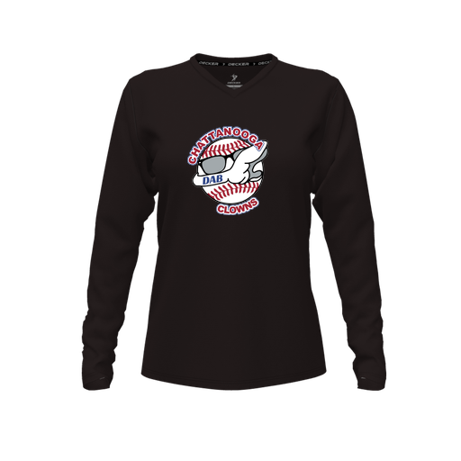 [CUS-DFW-TEES-CMF-VNK-LSL-BLK-FYXS-LOGO1] Decker Comfort T-Shirt (Female Youth XS, Black, V Neck, Logo 1, Long Sleeve)