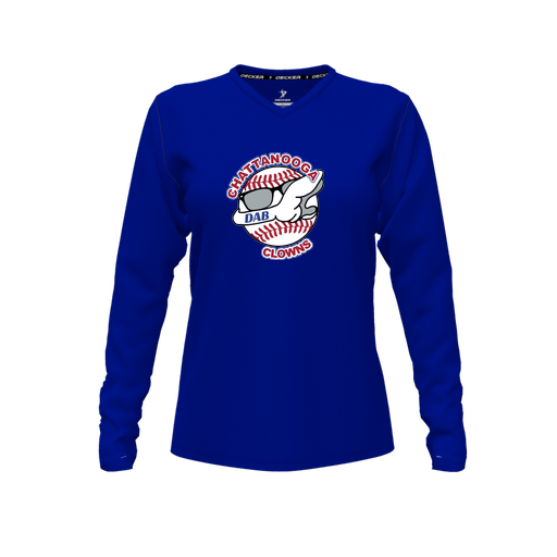 [FTLVCFRY-FYXS-LOGO1] Decker Comfort T-Shirt (Female Youth XS, Royal, V Neck, Logo 1, Long Sleeve)