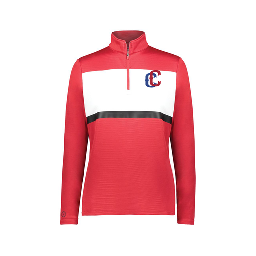 [222791.408.XS-LOGO3] Ladies Bold 1/4 Zip Pullover (Female Adult XS, Red, Logo 3)