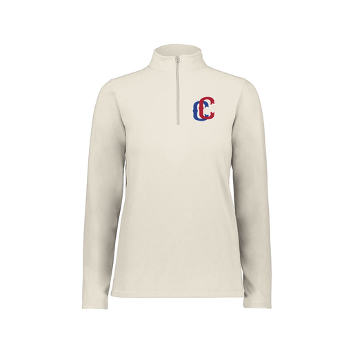 [6864.53T.XS-LOGO3] Ladies MicroFleece 1/4 Zip Pullover (Female Adult XS, White, Logo 3)