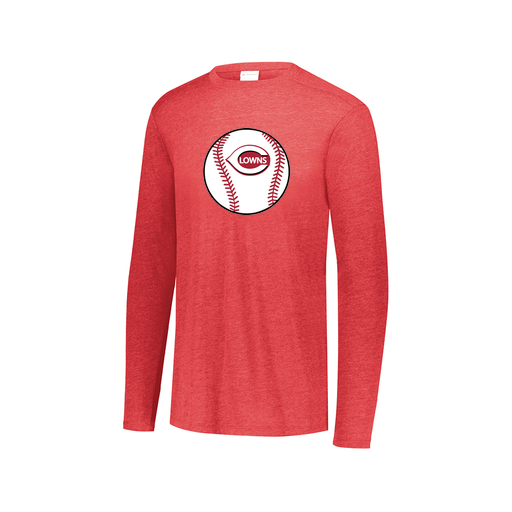 [FTLCUBRD-AXS-LOGO2] Decker Men's Tri-Blend T-Shirt - Long Sleeve (Adult XS, Red, Logo 2)
